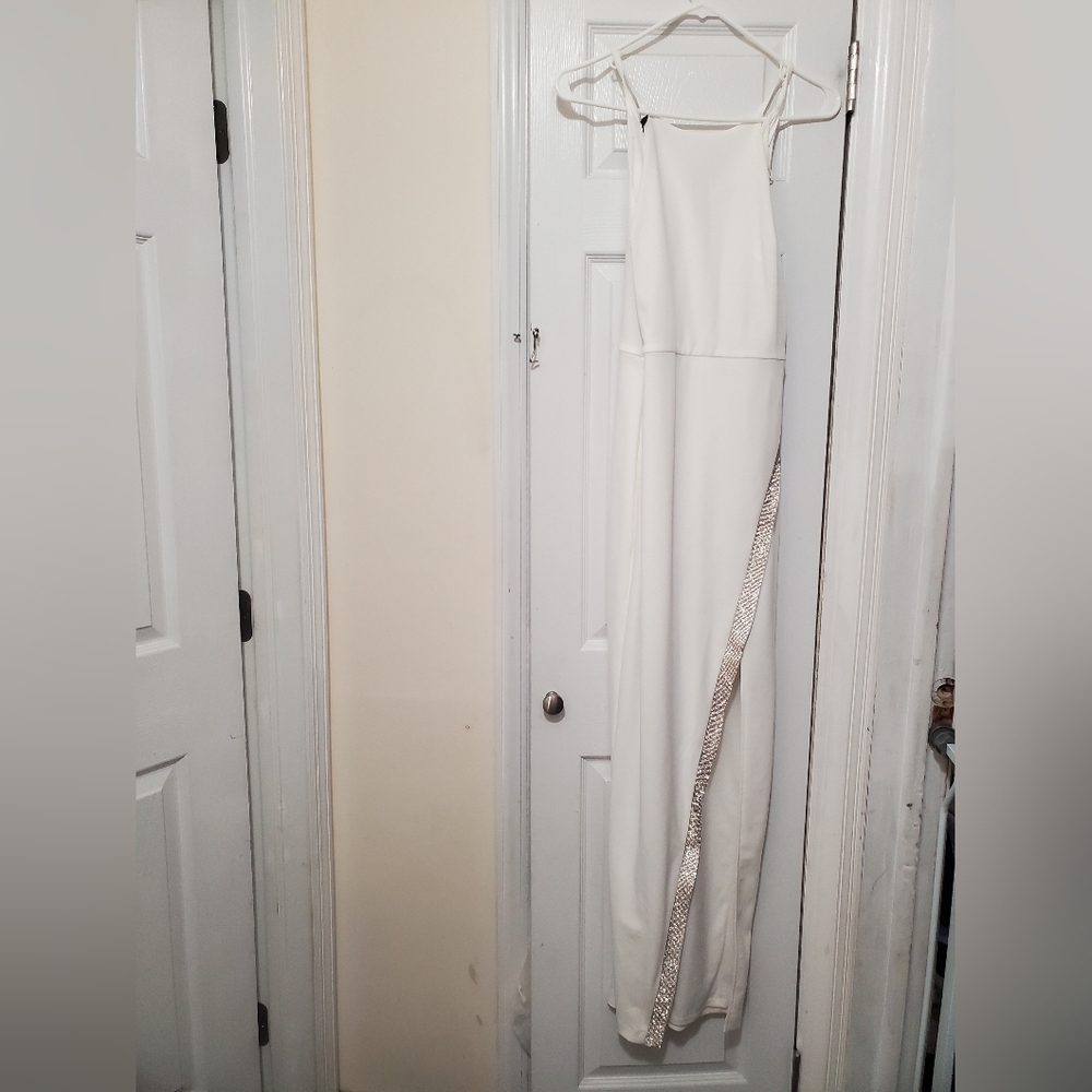 Elegant White Dress with Silver Accent